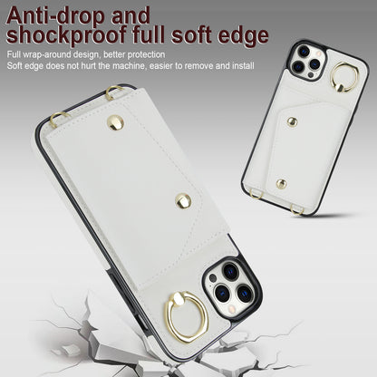 Phone Case with Zipper Wallet for iPhone 12 Pro Ring Kickstand PU Leather Coated TPU Back Cover