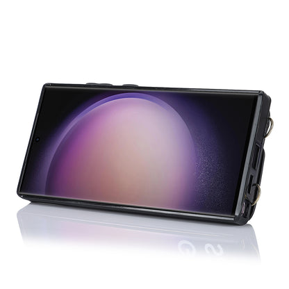 For Samsung Galaxy S23 Ultra Ring Kickstand Zipper Wallet Case PU Leather + TPU Phone Cover