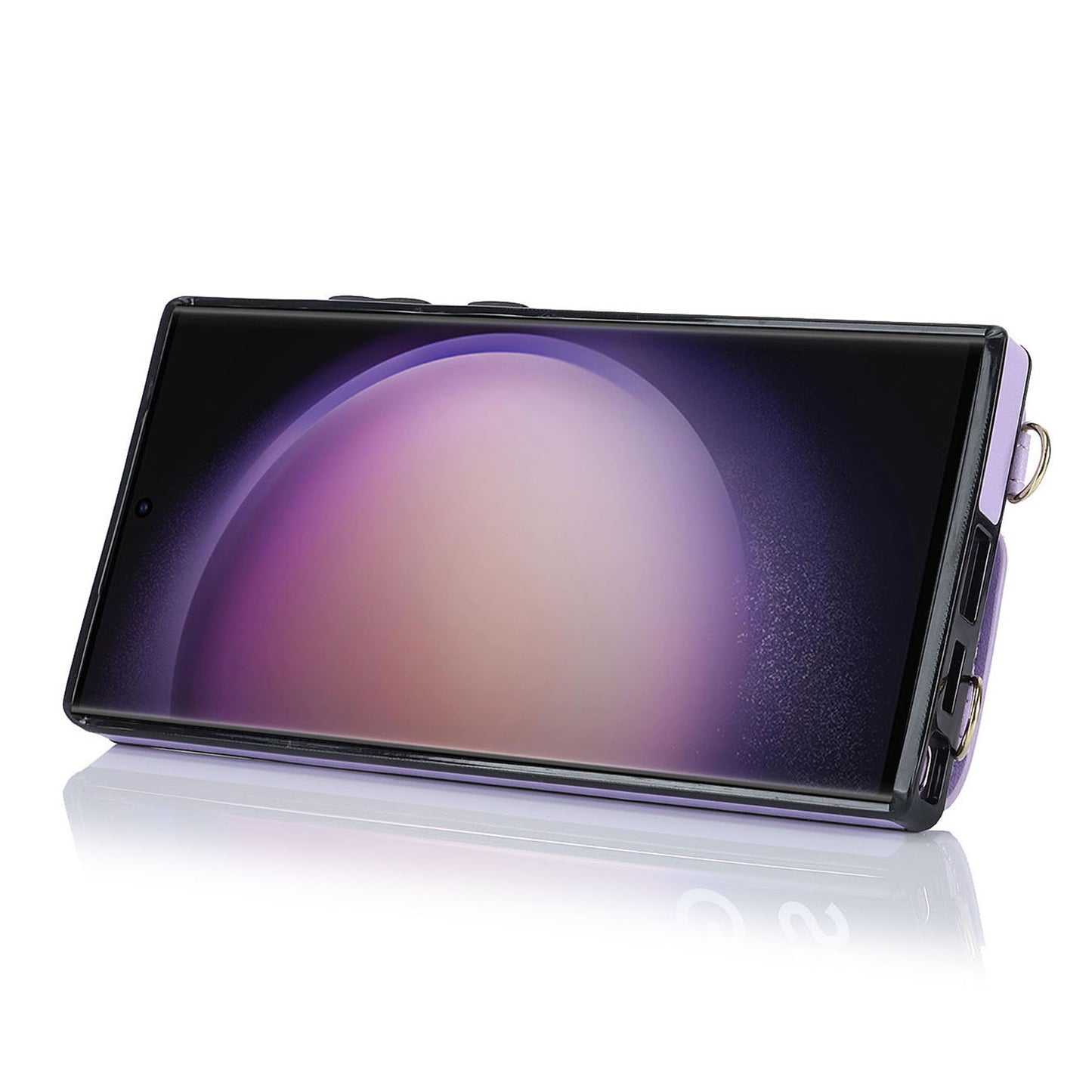 For Samsung Galaxy S23 Ultra Ring Kickstand Zipper Wallet Case PU Leather + TPU Phone Cover