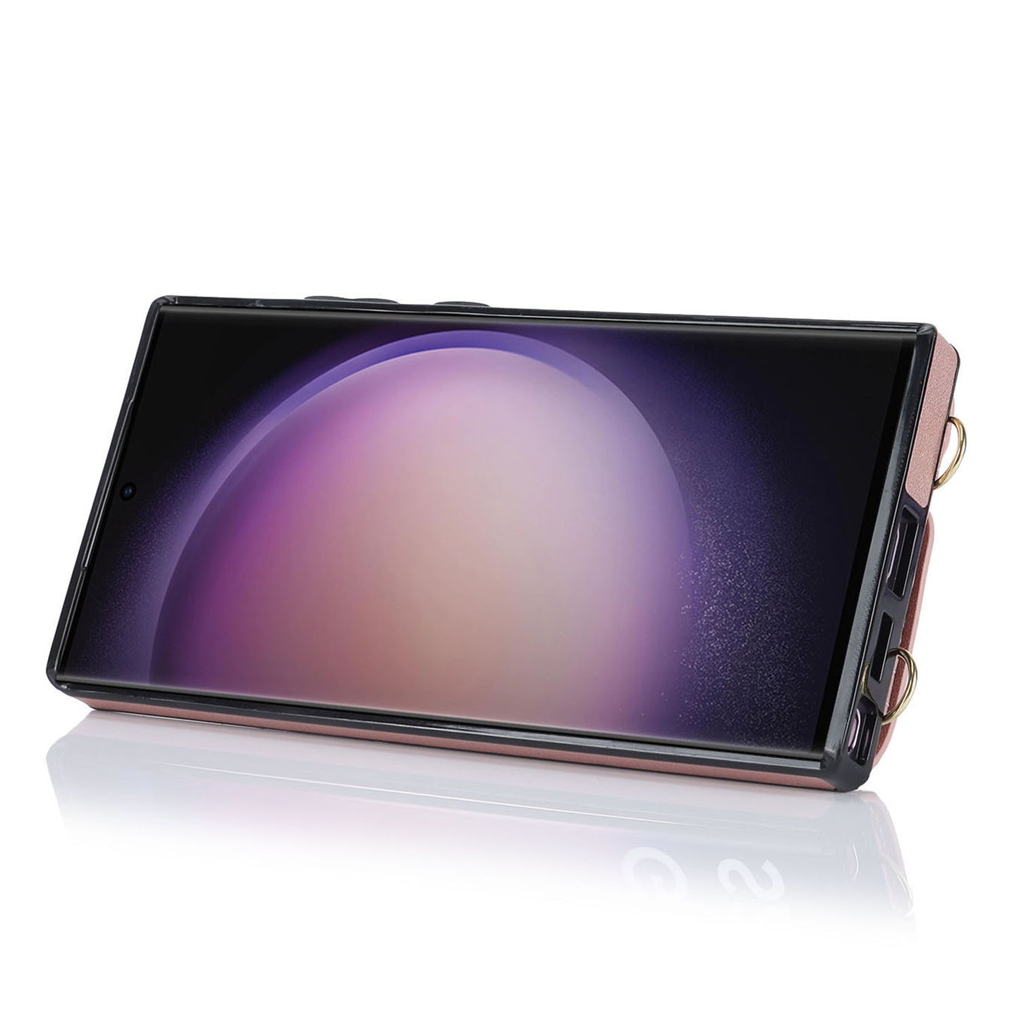 For Samsung Galaxy S23 Ultra Ring Kickstand Zipper Wallet Case PU Leather + TPU Phone Cover