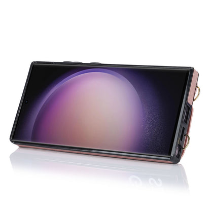 For Samsung Galaxy S23 Ultra Ring Kickstand Zipper Wallet Case PU Leather + TPU Phone Cover