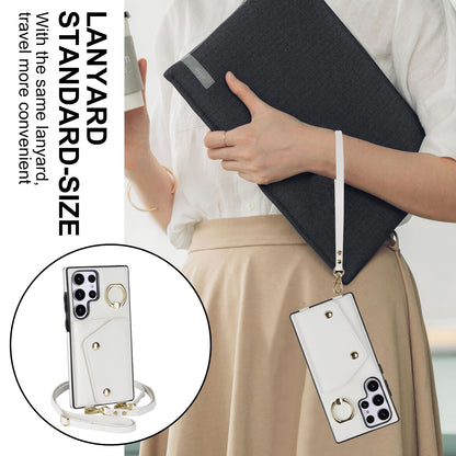 For Samsung Galaxy S23 Ultra Ring Kickstand Zipper Wallet Case PU Leather + TPU Phone Cover