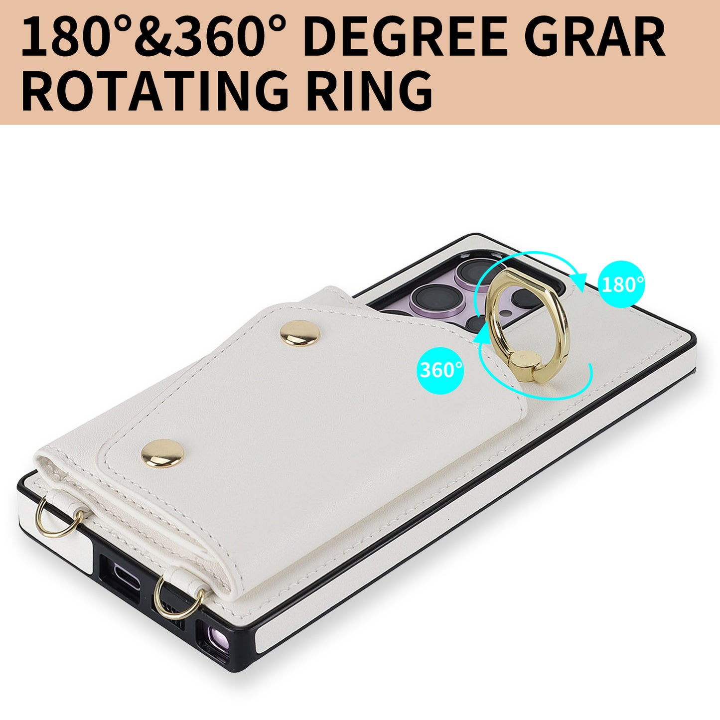 For Samsung Galaxy S23 Ultra Ring Kickstand Zipper Wallet Case PU Leather + TPU Phone Cover