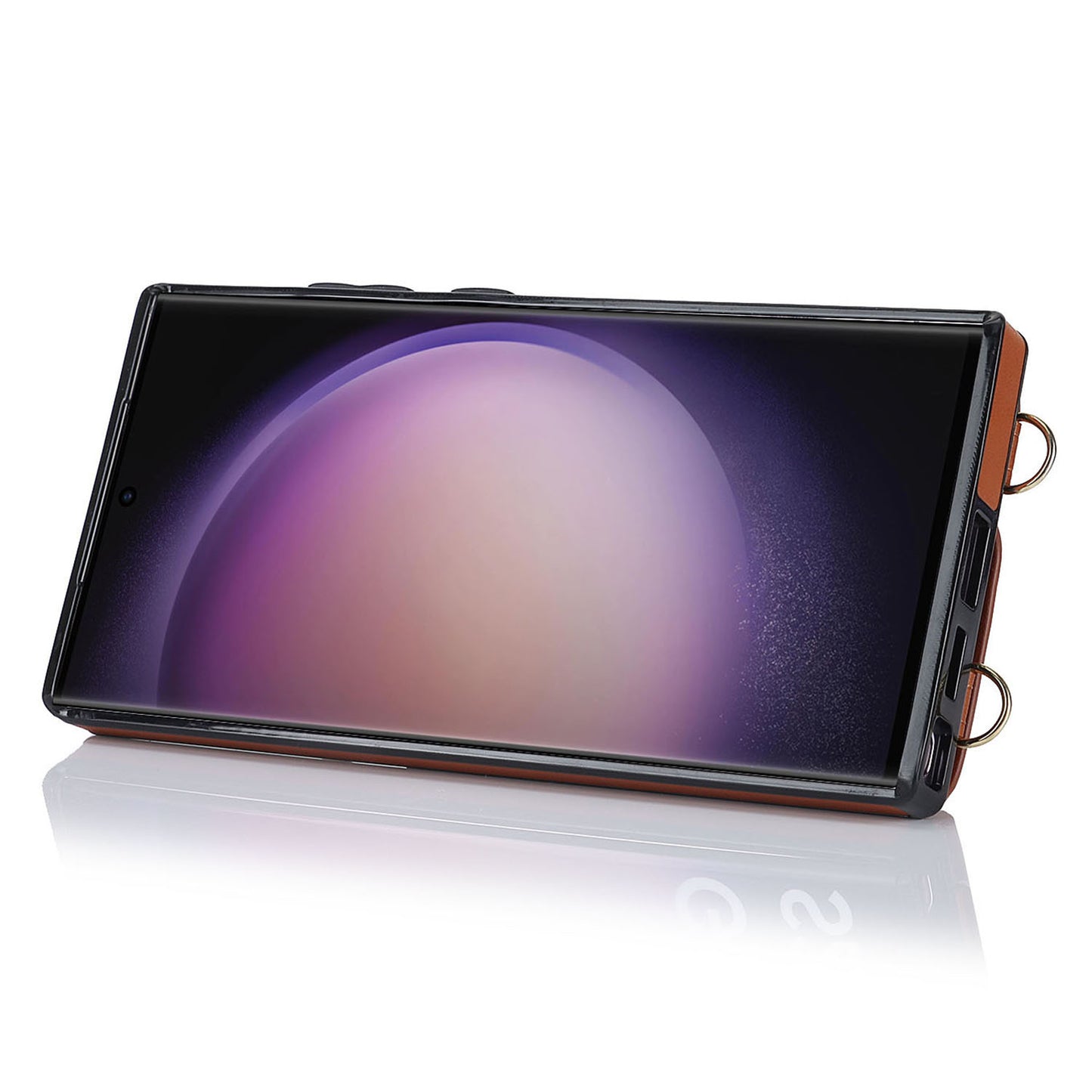 For Samsung Galaxy S23 Ultra Ring Kickstand Zipper Wallet Case PU Leather + TPU Phone Cover