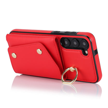 Crossbody Phone Case for Samsung Galaxy S23+ Kickstand Zipper Wallet PU Leather Coated TPU Cover