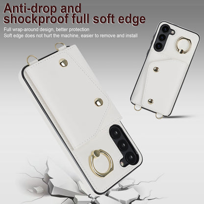 Crossbody Phone Case for Samsung Galaxy S23+ Kickstand Zipper Wallet PU Leather Coated TPU Cover