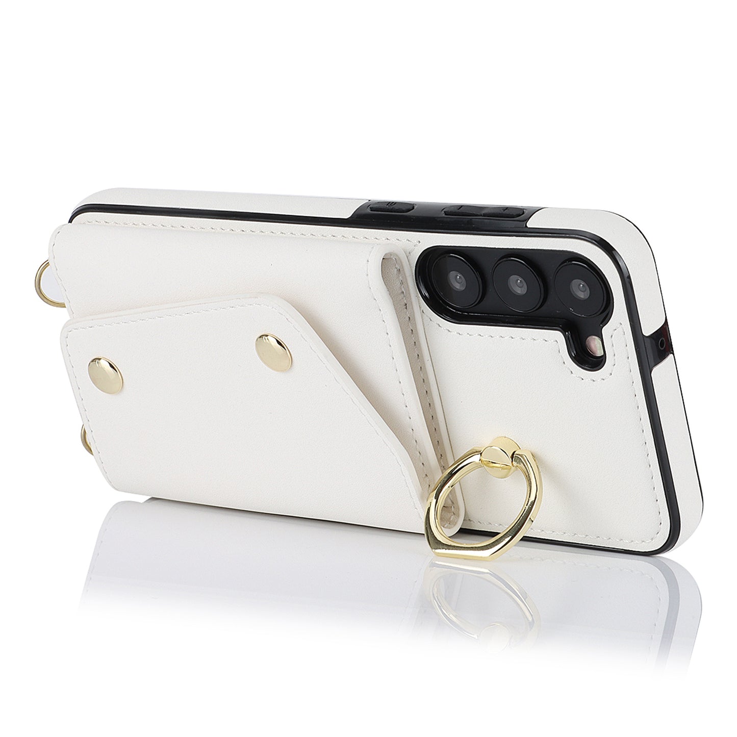 Crossbody Phone Case for Samsung Galaxy S23+ Kickstand Zipper Wallet PU Leather Coated TPU Cover