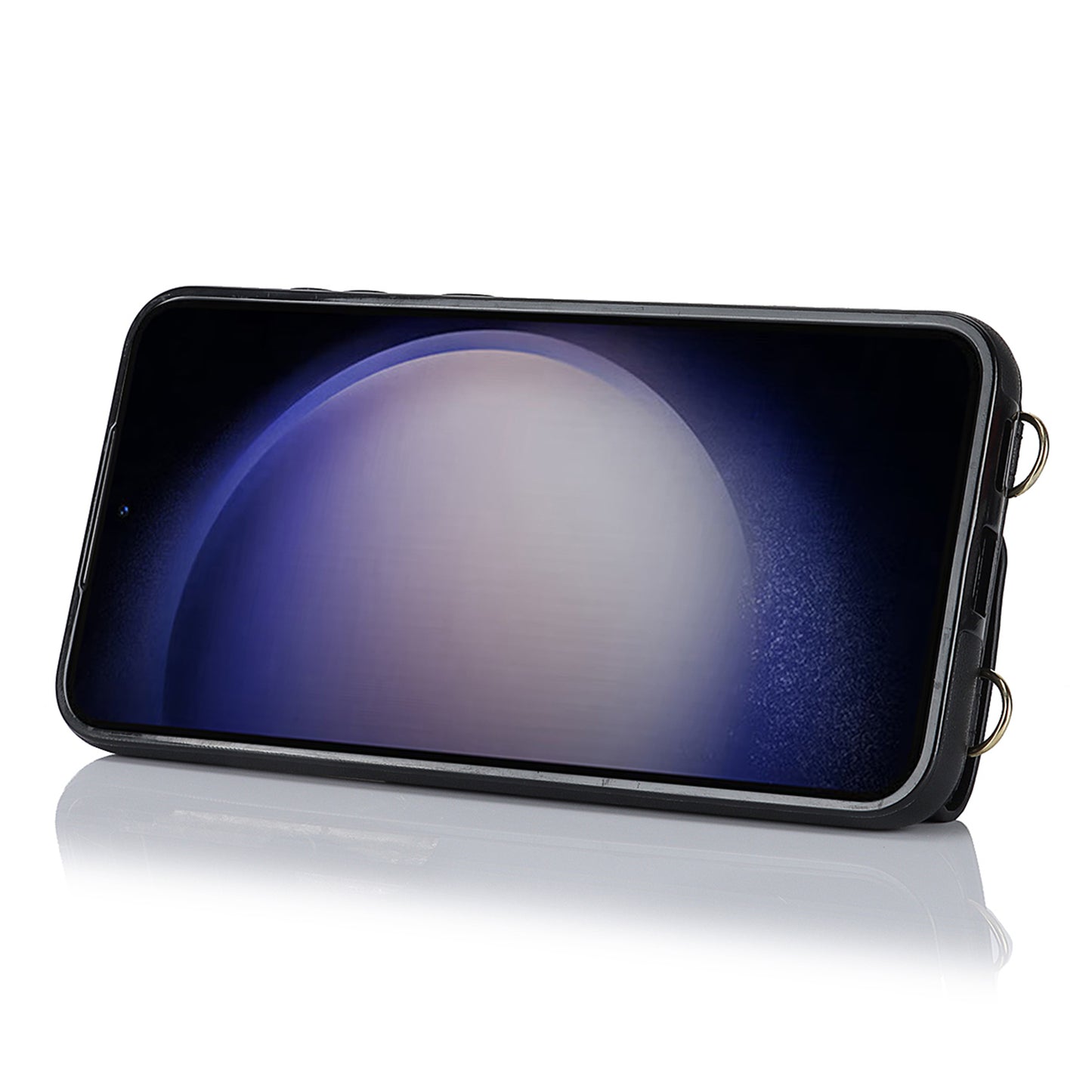 Ring Kickstand Phone Case for Samsung Galaxy S23 Zipper Wallet PU Leather Coated TPU Back Cover