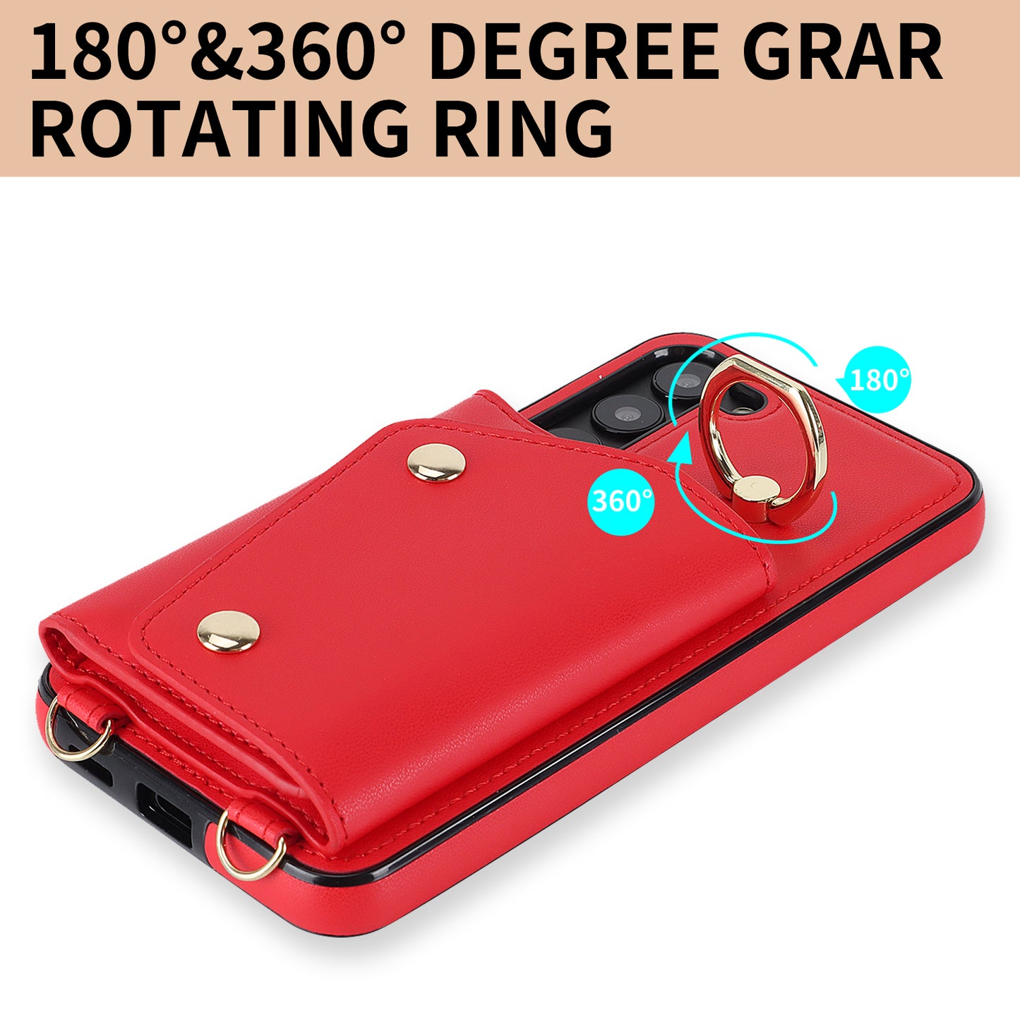 Ring Kickstand Phone Case for Samsung Galaxy S23 Zipper Wallet PU Leather Coated TPU Back Cover