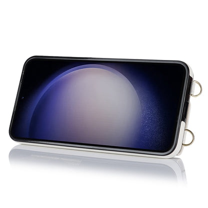 Ring Kickstand Phone Case for Samsung Galaxy S23 Zipper Wallet PU Leather Coated TPU Back Cover