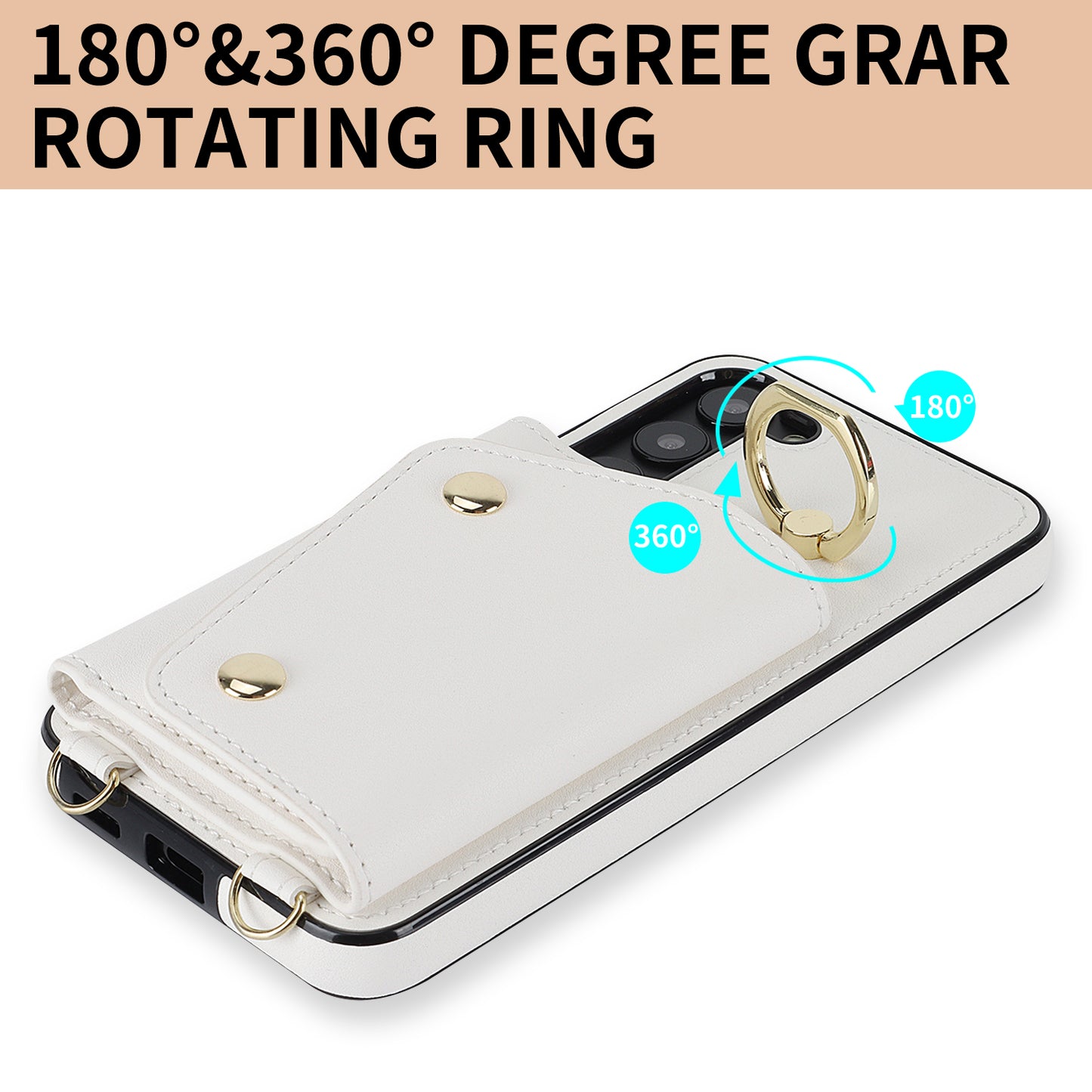 Ring Kickstand Phone Case for Samsung Galaxy S23 Zipper Wallet PU Leather Coated TPU Back Cover