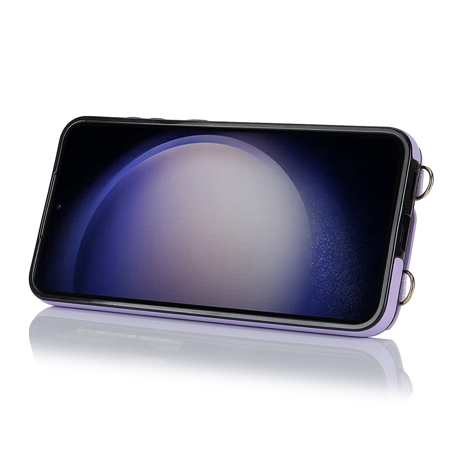 Ring Kickstand Phone Case for Samsung Galaxy S23 Zipper Wallet PU Leather Coated TPU Back Cover