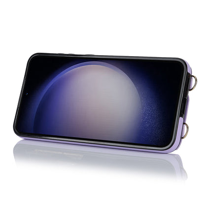 Ring Kickstand Phone Case for Samsung Galaxy S23 Zipper Wallet PU Leather Coated TPU Back Cover