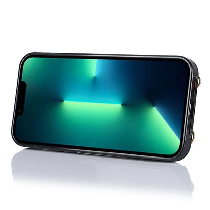 For iPhone 13 Pro Max Zipper Wallet Case Ring Kickstand PU Leather + TPU Phone Cover