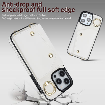 For iPhone 13 Pro Max Zipper Wallet Case Ring Kickstand PU Leather + TPU Phone Cover