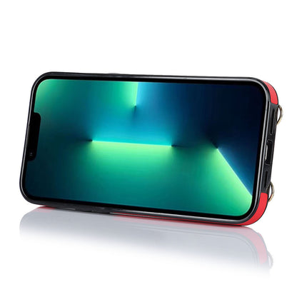 For iPhone 13 Pro Max Zipper Wallet Case Ring Kickstand PU Leather + TPU Phone Cover