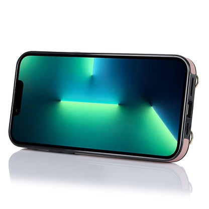 For iPhone 13 Pro Max Zipper Wallet Case Ring Kickstand PU Leather + TPU Phone Cover