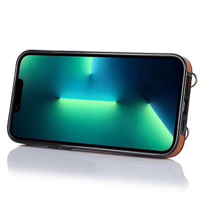 For iPhone 13 Pro Max Zipper Wallet Case Ring Kickstand PU Leather + TPU Phone Cover