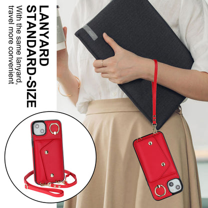 Zipper Wallet Leather Coated TPU Phone Case for iPhone 14 Ring Holder Kickstand Phone Cover