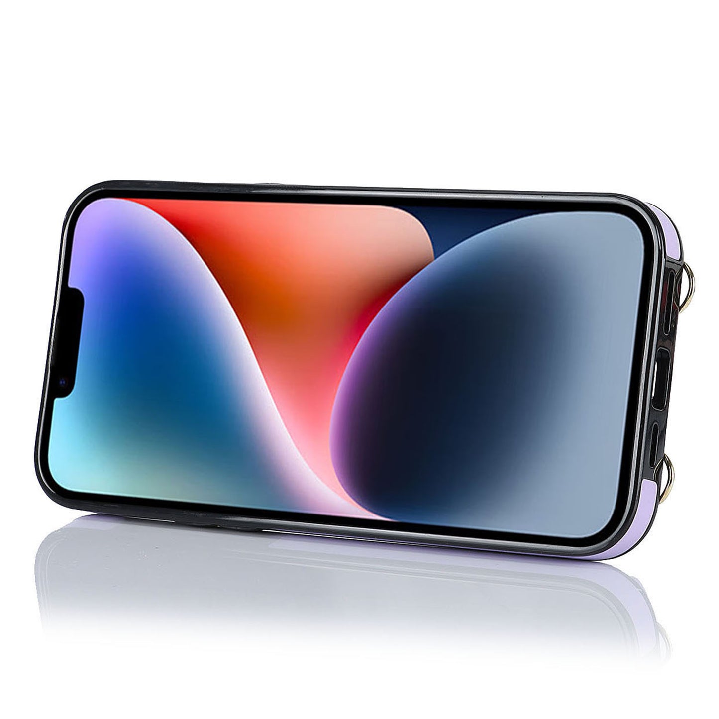 Zipper Wallet Leather Coated TPU Phone Case for iPhone 14 Ring Holder Kickstand Phone Cover