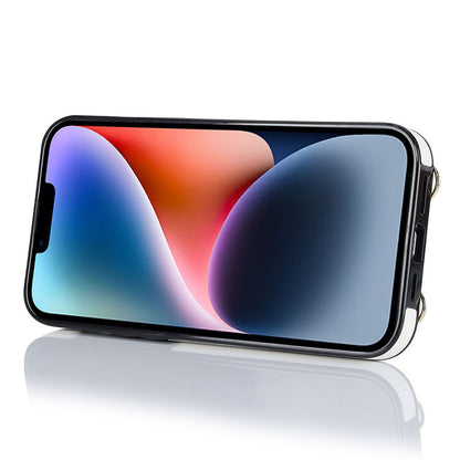 Zipper Wallet Leather Coated TPU Phone Case for iPhone 14 Ring Holder Kickstand Phone Cover