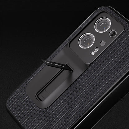 ABEEL For Oppo Find N2 5G Cowhide Leather+PC Back Cover Kickstand Phone Case with Tempered Glass Film