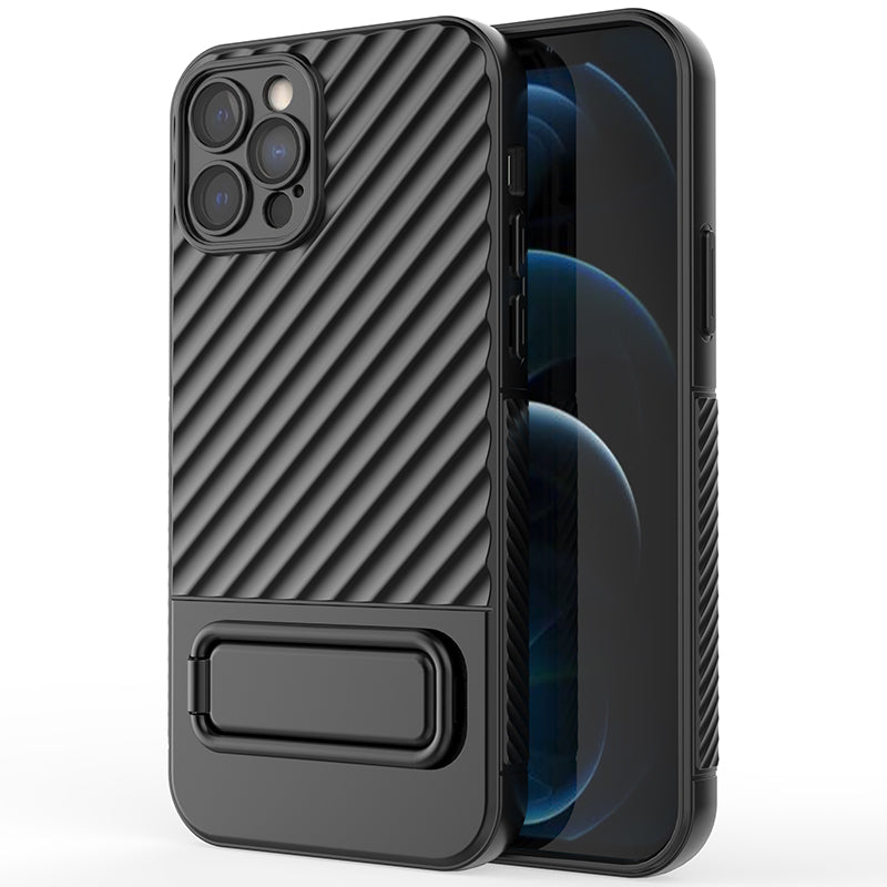 Anti-Scratch Phone Cover for iPhone 12 Pro , Kickstand Design Shockproof TPU Phone Case