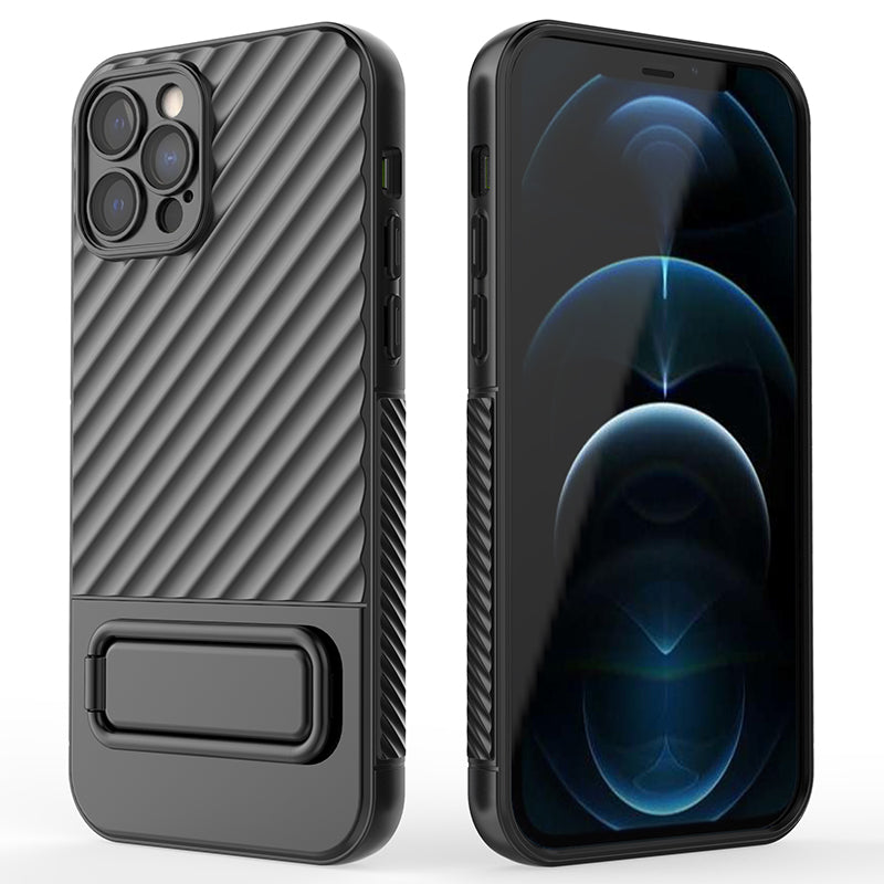 Anti-Scratch Phone Cover for iPhone 12 Pro , Kickstand Design Shockproof TPU Phone Case