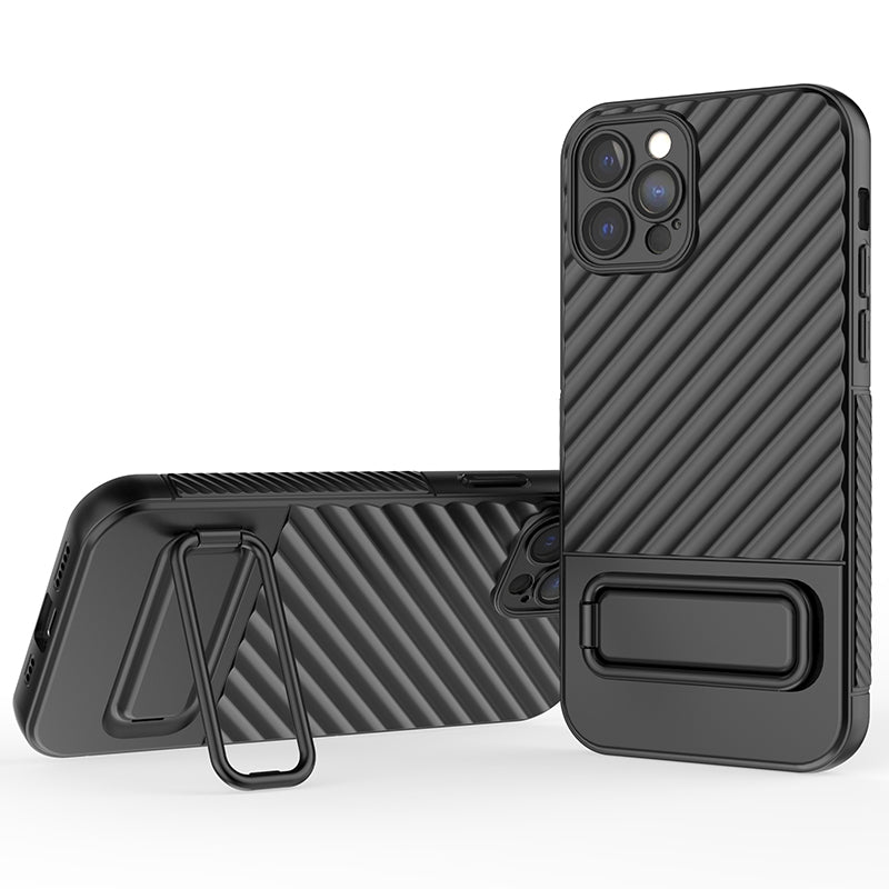 Anti-Scratch Phone Cover for iPhone 12 Pro , Kickstand Design Shockproof TPU Phone Case