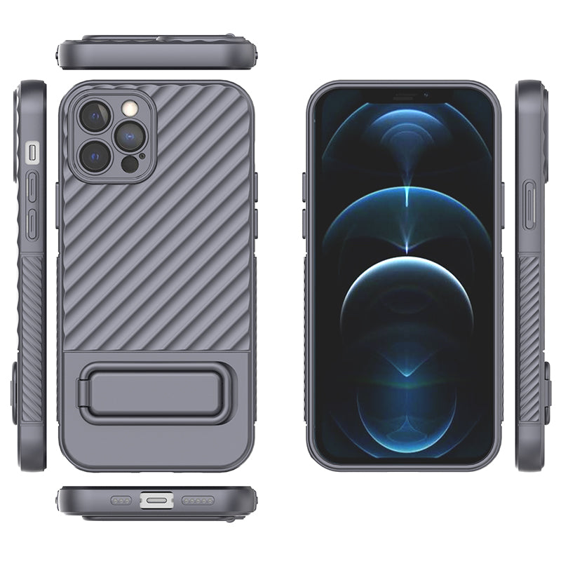 Anti-Scratch Phone Cover for iPhone 12 Pro , Kickstand Design Shockproof TPU Phone Case