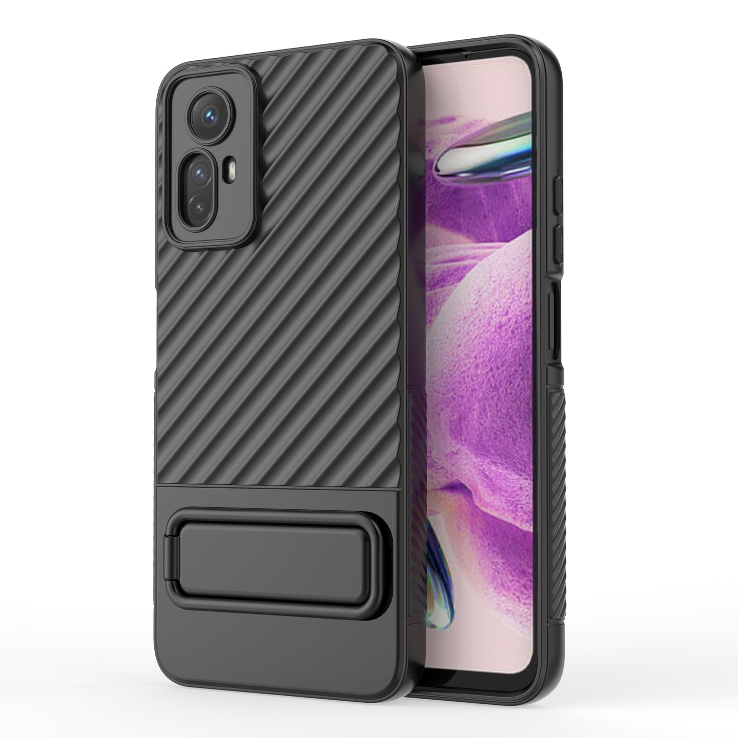 For Xiaomi Redmi Note 12S 4G Flexible Soft TPU Case Scratch Resistant Non-Slip Kickstand Phone Cover