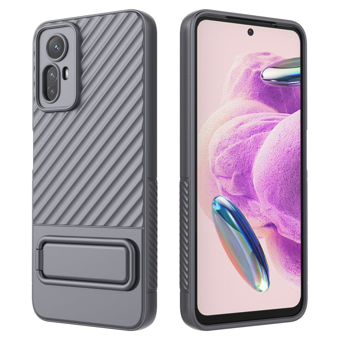 For Xiaomi Redmi Note 12S 4G Flexible Soft TPU Case Scratch Resistant Non-Slip Kickstand Phone Cover