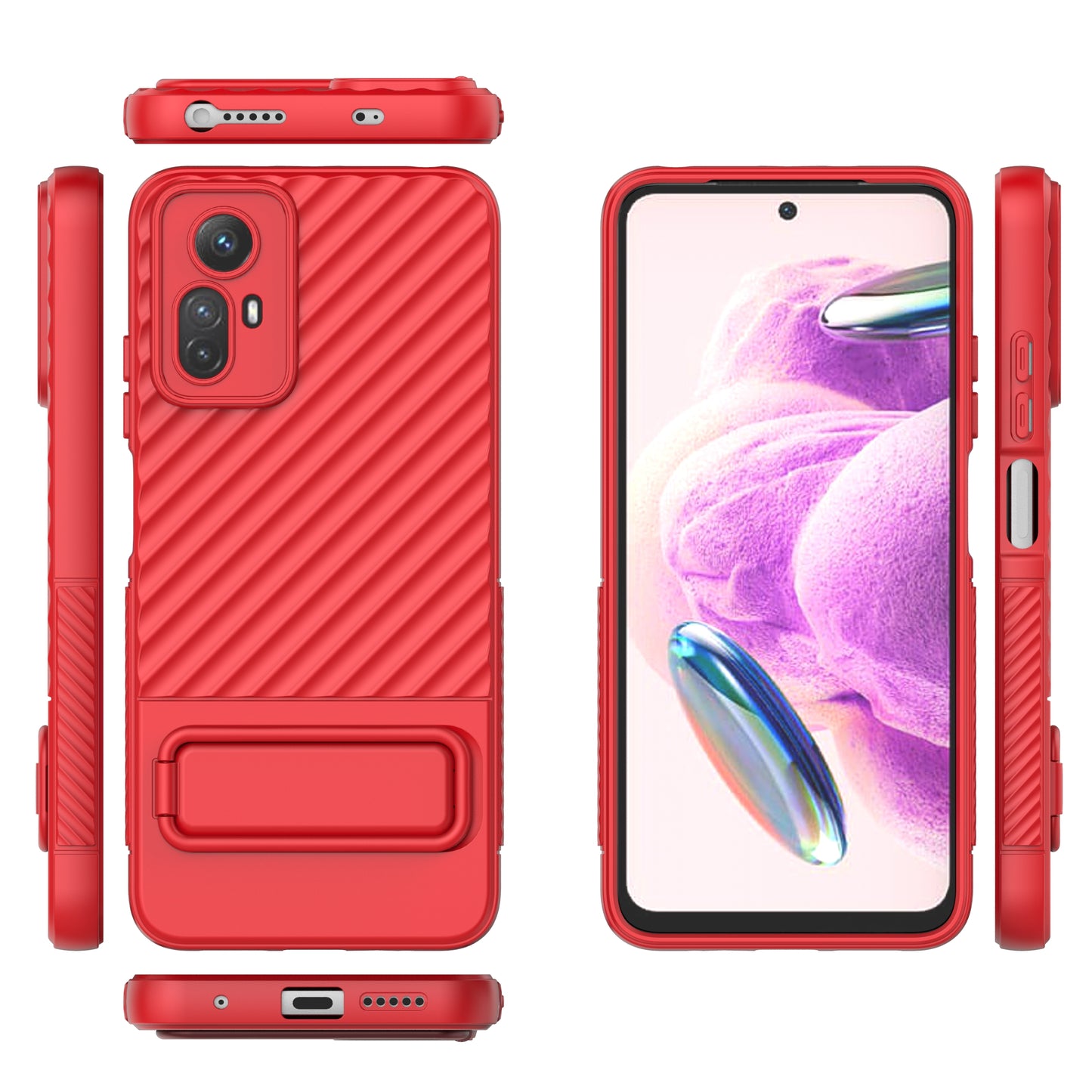 For Xiaomi Redmi Note 12S 4G Flexible Soft TPU Case Scratch Resistant Non-Slip Kickstand Phone Cover