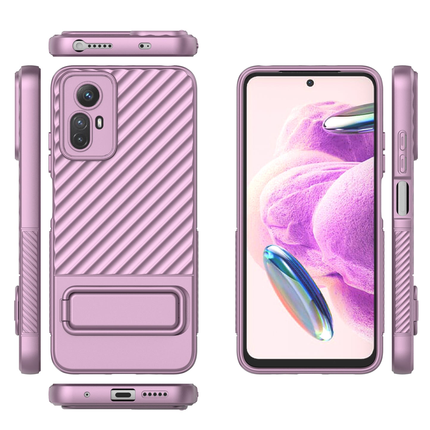 For Xiaomi Redmi Note 12S 4G Flexible Soft TPU Case Scratch Resistant Non-Slip Kickstand Phone Cover