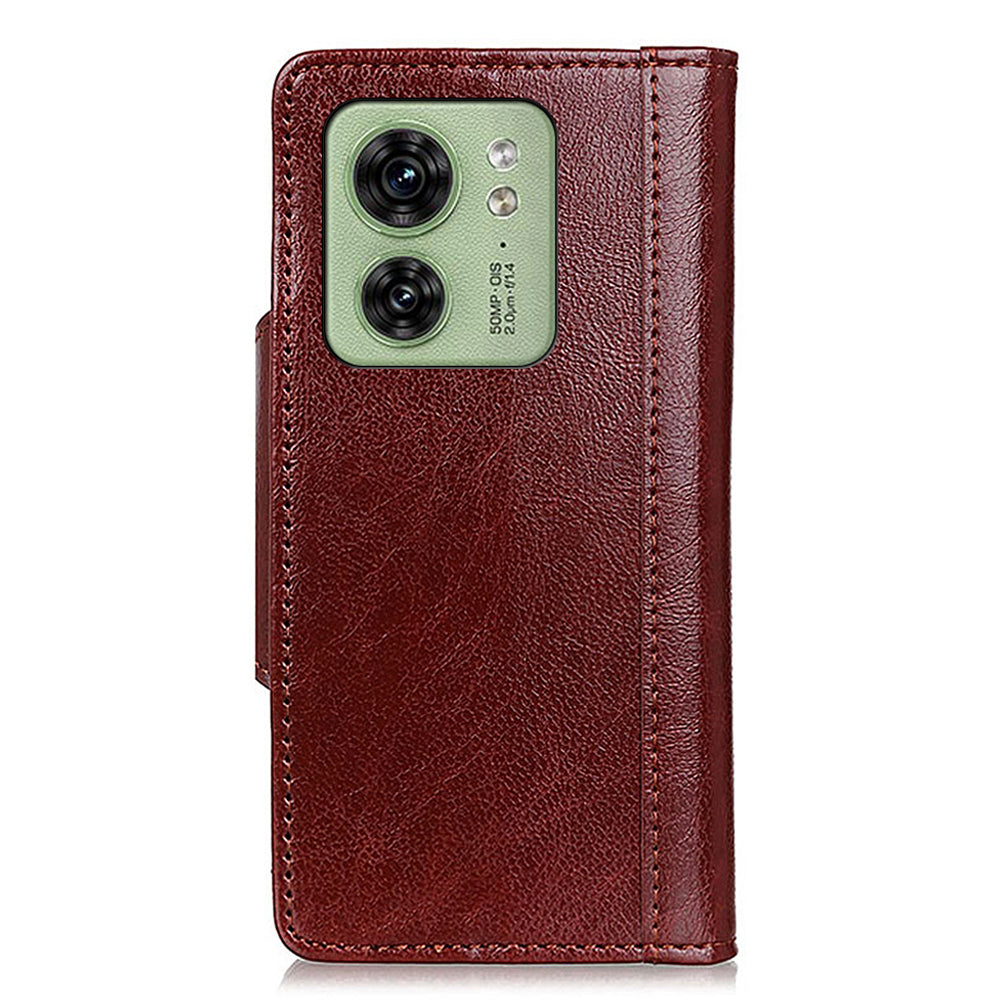 For Motorola Edge 40 5G Anti-scratch Wallet Case Cowhide Texture Stand Leather Phone Cover
