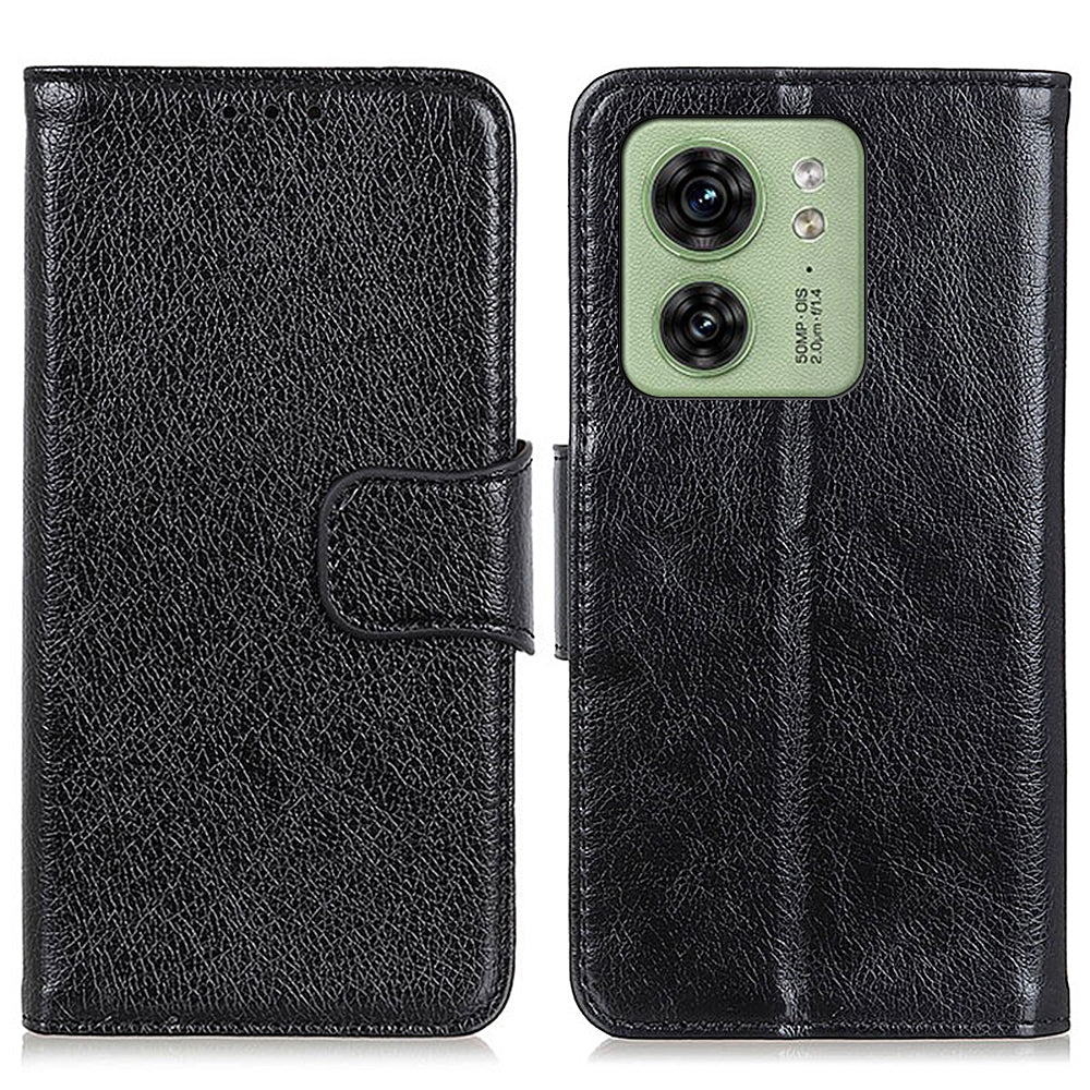 For Motorola Edge 40 5G Dustproof Split Leather Phone Case Nappa Texture Protective Cover with Stand Wallet