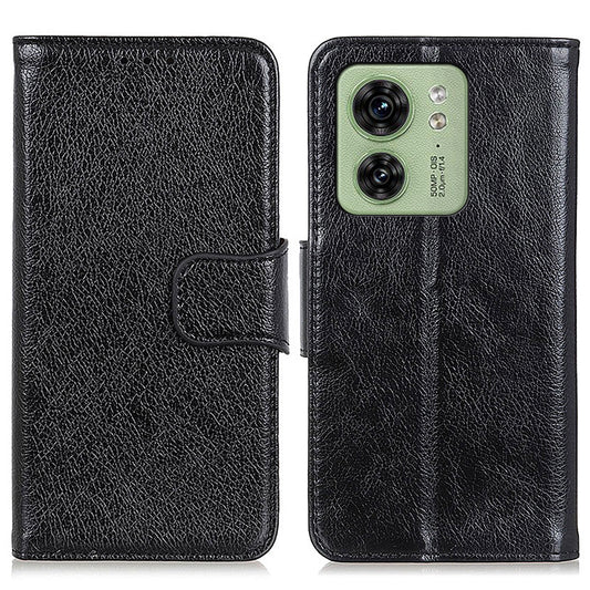 For Motorola Edge 40 5G Dustproof Split Leather Phone Case Nappa Texture Protective Cover with Stand Wallet