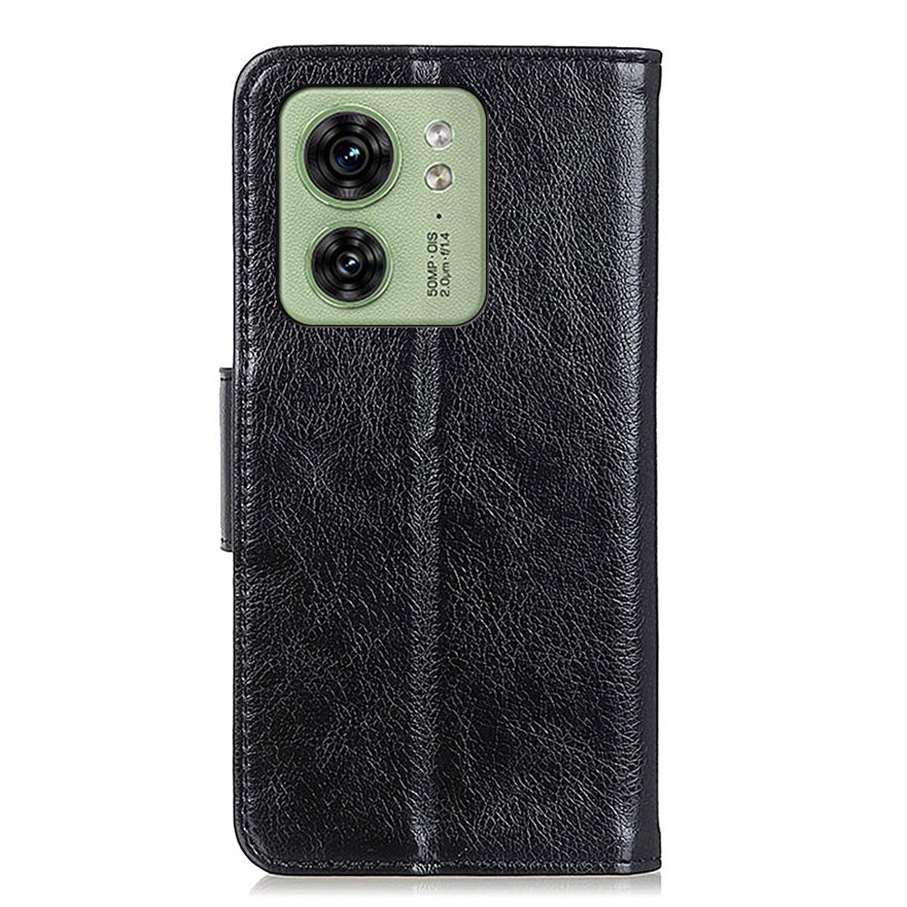 For Motorola Edge 40 5G Dustproof Split Leather Phone Case Nappa Texture Protective Cover with Stand Wallet