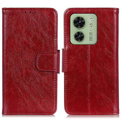 For Motorola Edge 40 5G Dustproof Split Leather Phone Case Nappa Texture Protective Cover with Stand Wallet