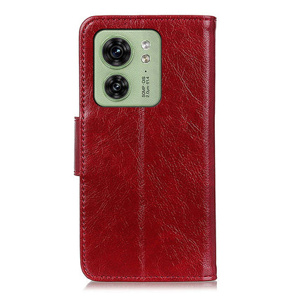 For Motorola Edge 40 5G Dustproof Split Leather Phone Case Nappa Texture Protective Cover with Stand Wallet