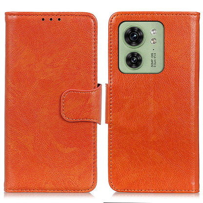For Motorola Edge 40 5G Dustproof Split Leather Phone Case Nappa Texture Protective Cover with Stand Wallet