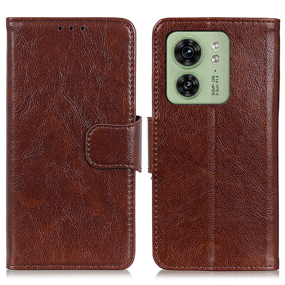 For Motorola Edge 40 5G Dustproof Split Leather Phone Case Nappa Texture Protective Cover with Stand Wallet