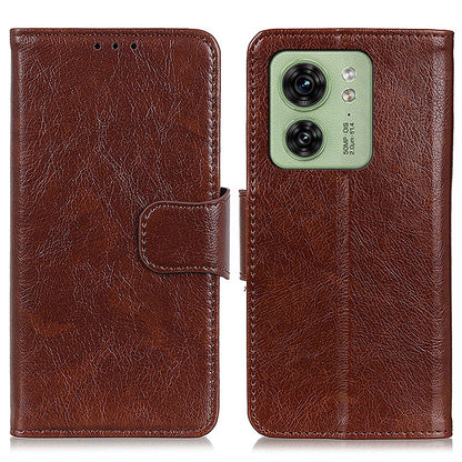 For Motorola Edge 40 5G Dustproof Split Leather Phone Case Nappa Texture Protective Cover with Stand Wallet