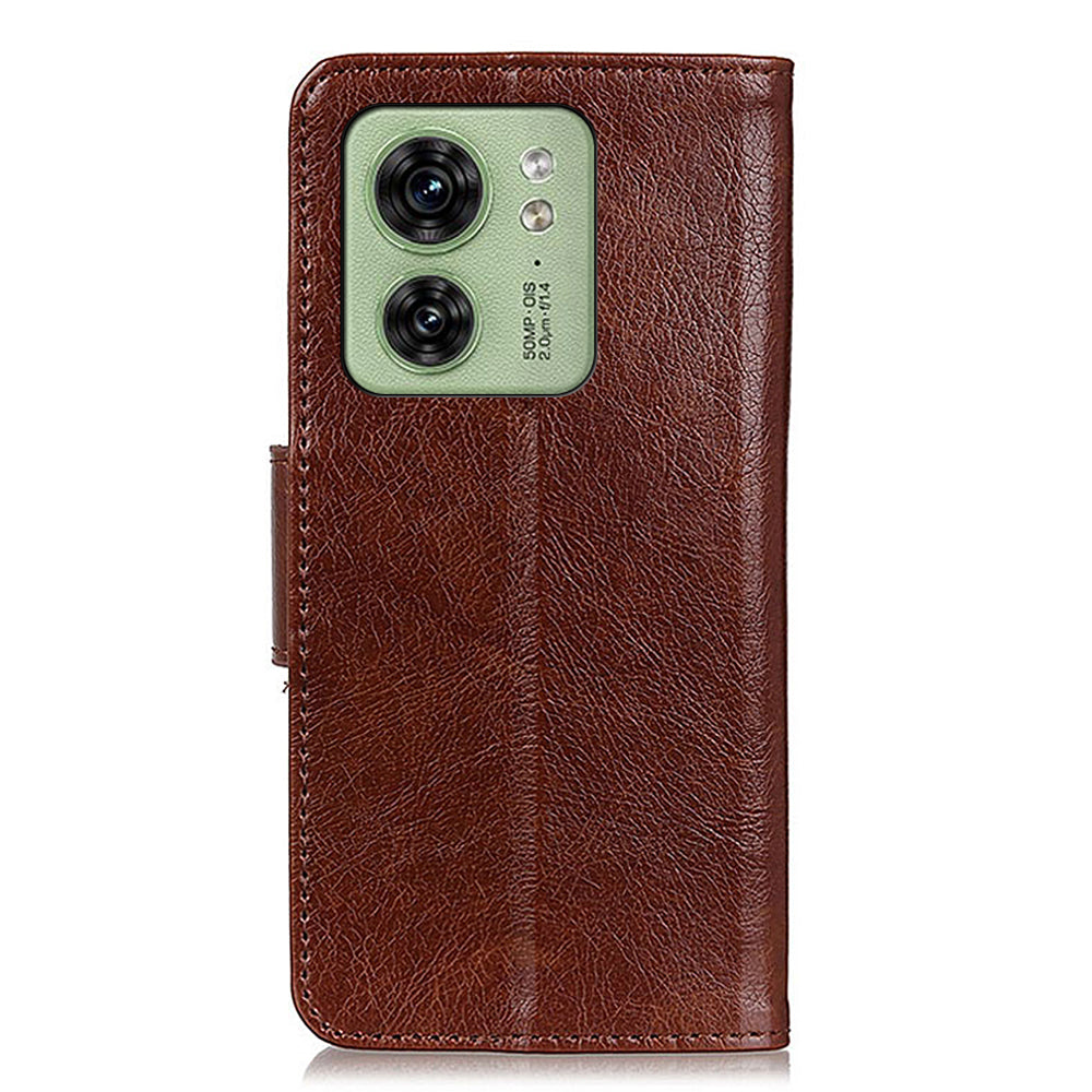 For Motorola Edge 40 5G Dustproof Split Leather Phone Case Nappa Texture Protective Cover with Stand Wallet