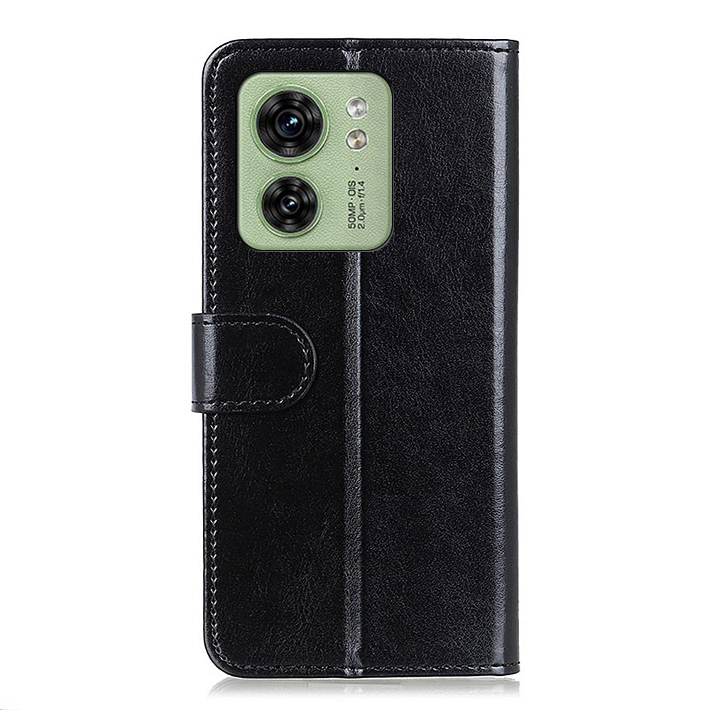 For Motorola Edge 40 5G Shockproof PU Leather Flip Cover Crazy Horse Texture Stand Wallet Phone Case