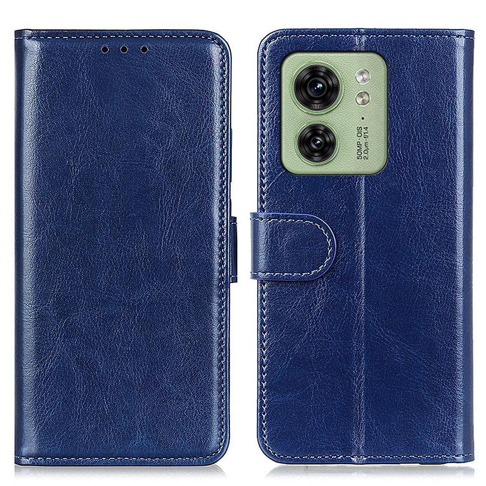 For Motorola Edge 40 5G Shockproof PU Leather Flip Cover Crazy Horse Texture Stand Wallet Phone Case