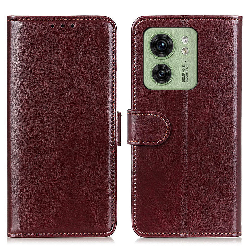 For Motorola Edge 40 5G Shockproof PU Leather Flip Cover Crazy Horse Texture Stand Wallet Phone Case