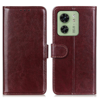 For Motorola Edge 40 5G Shockproof PU Leather Flip Cover Crazy Horse Texture Stand Wallet Phone Case