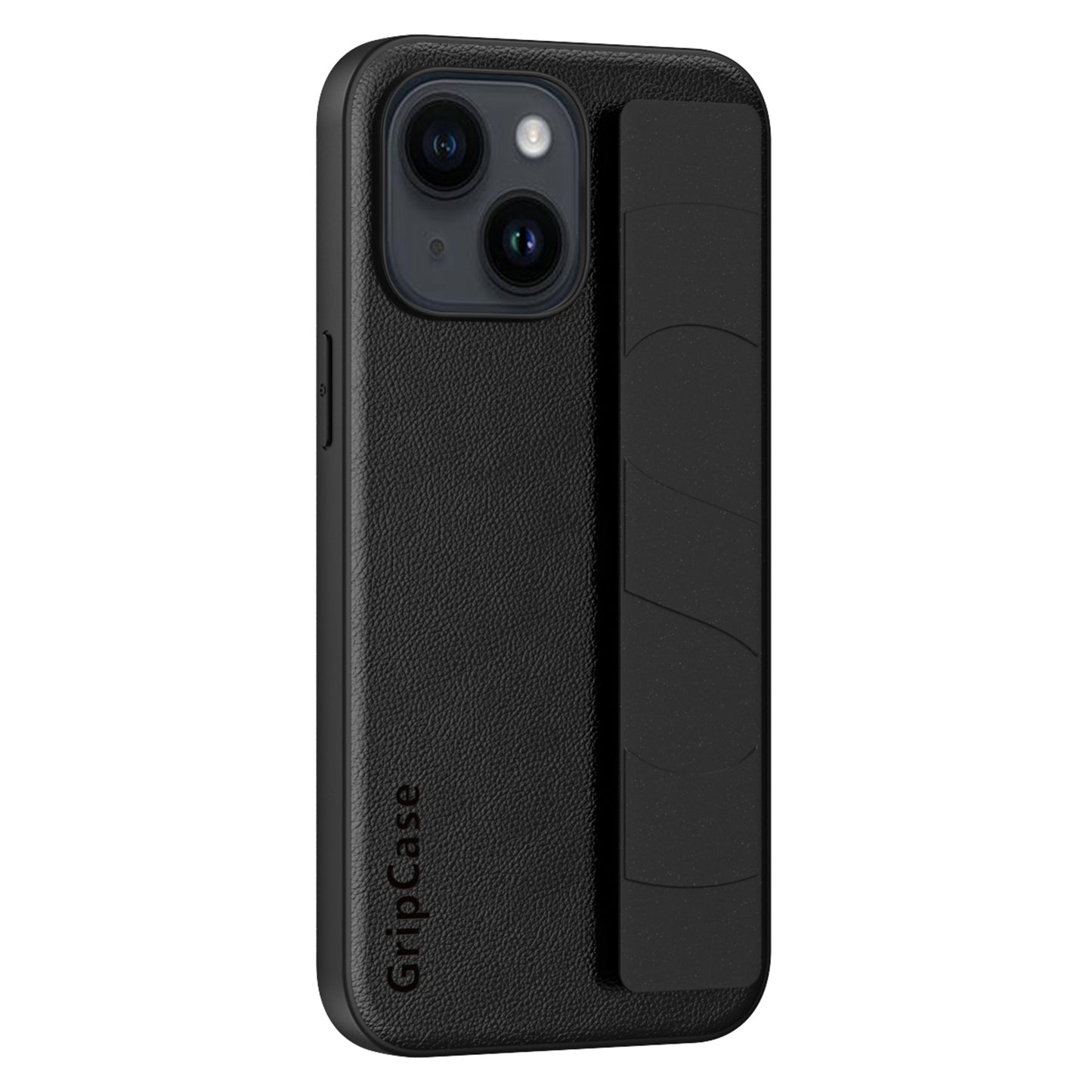 For iPhone 14 Litchi Texture Phone Cover Anti-scratch PU Leather Coated PC+TPU Case with Wristband