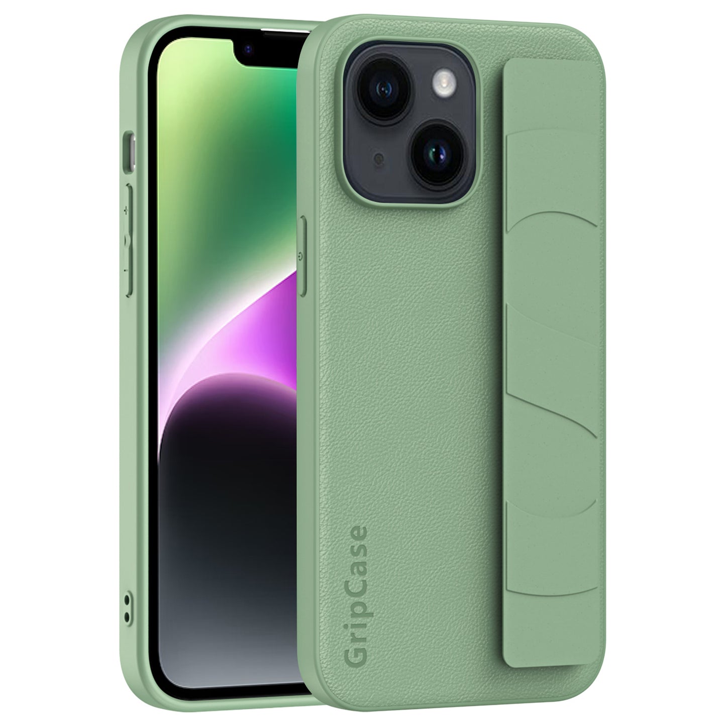 For iPhone 14 Litchi Texture Phone Cover Anti-scratch PU Leather Coated PC+TPU Case with Wristband